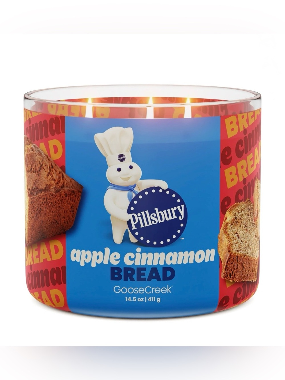 Goose Creek 3-Wick Pillsbury Apple Cinnamon Bread Scented Jar Candle, 14.5oz